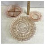 Pink depression, glass service trays