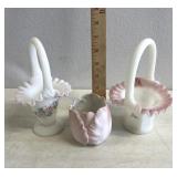 Hand painted glass baskets