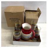 Colorful glasses and serving pitcher