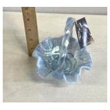 Blue Fenton glass basket