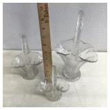3 Fenton glass baskets