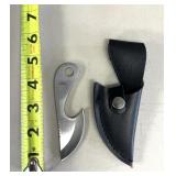 Small, stainless steel, knife, and holder