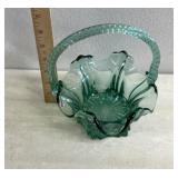 Green glassware basket