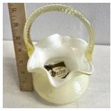 Vintage yellow Fenton glassware basket