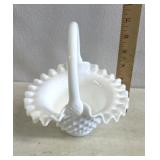 White hobnail, milk, glass basket