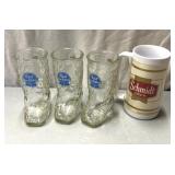3 PBR beer mugs/Schmitt beer mug