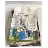 Retro bird themed Cloth while hanging calendars