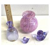Purple glass vase/bell/birds