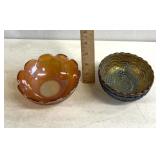 2 carnival glass bowls