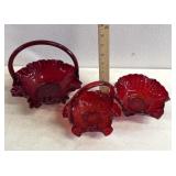 Red, dish/basket glassware
