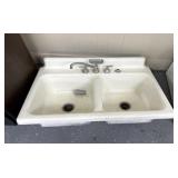 Vintage two bay porcelain sink