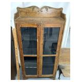 Antique hutch with glass display doors one panel