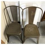 2 vintage metal ice cream shop chairs