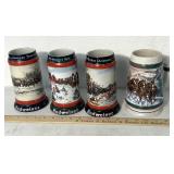 Budweiser holiday Steins 1990/91/92/93