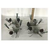 festive metal candle holder featuring artificial