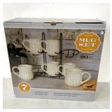 Fluted mug set with stand