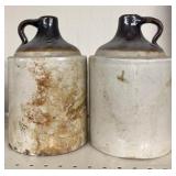 (2) 1 gallon stoneware jugs some issues