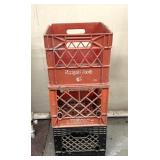 3 plastic milk crates - some damages