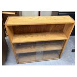 33.5 inch wide wooden shelf with glass insert