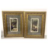 2 framed floral themed prints