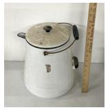 Vintage white enamelware  beverage pitcher
