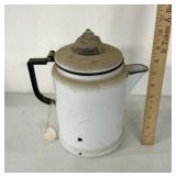 Vintage white enamelware coffee pot