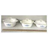 Corning ware casserole dishes, 1.0/1.5/1.75 quart