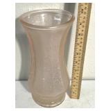 vintage pink depression glass vase crackle glass