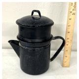 Vintage black enamel wear coffee pot