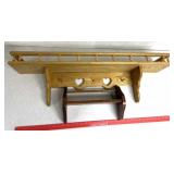 2 wooden wall hanging shelves