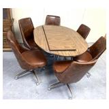 Retro table-6 chairs 1 leaf some ware