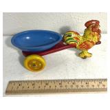 vintage Wyandotte tin lithograph rooster pulling
