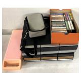 Large Vty of cassette tapes/holders