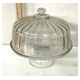 Toscany vintage clear ribbed glass pedestal