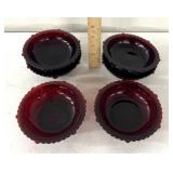 6 red ruby cape cod glass bowls