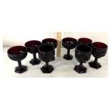 8  Avon red ruby cape cod goblets-glasses