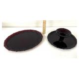 Avon red ruby cape cod glass service trays