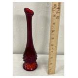 Red hobnail glass vase