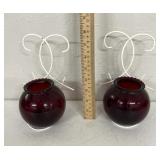 vintage Anchor Hocking Royal Ruby Red glass ivy