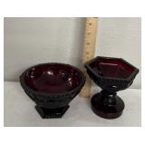 Ruby Red Avon candy holder/small footed bowl