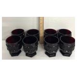 8 Ruby Red Avon footed small drinking glasses