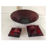 Ruby red glassware/11.5 inch wide bowl