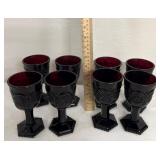 8 Ruby Red Avon wine glasses