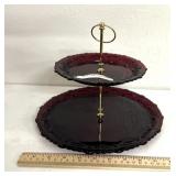 Vintage Ruby Red Avon tiered plate