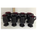 8 Ruby Red Avon footed coffee cups
