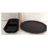 Ruby Red Avon Platter/2 relish trays