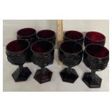 8 Ruby Red Avon water goblets