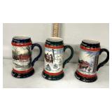 3 Budweiser, Holiday, Steins