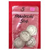 5 - 90% Franklin Halves