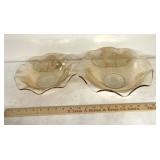 2 vintage glass waved patterned bowls